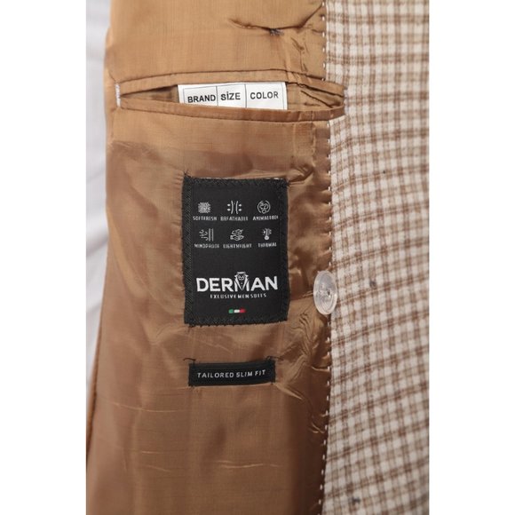 Derman Double Breasted Cream Patterned Luxury Jacket - Picture 6 of 6